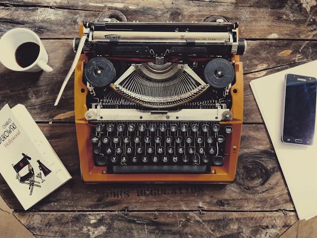 desk with typewriter